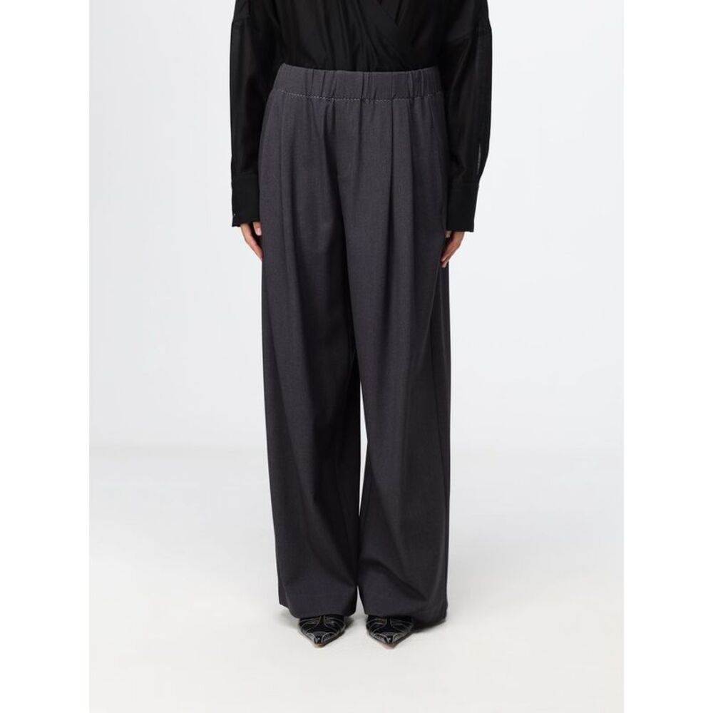 Eleh Women Eleh High-Waisted Wide-Leg Pleated Jersey Trousers